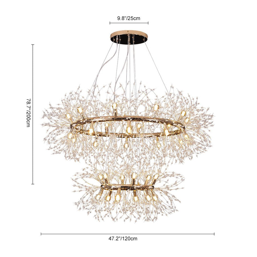 32-Light Modern Large 2-Tiers Firework Chandelier