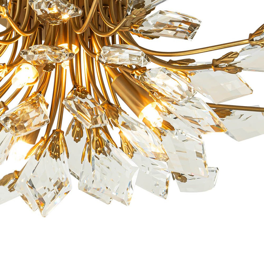 4-Light Crystal Leaf Semi Flush Mount