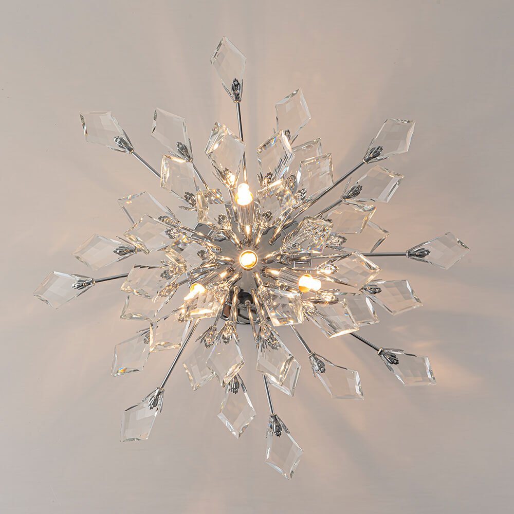 4-Light Crystal Leaf Semi Flush Mount