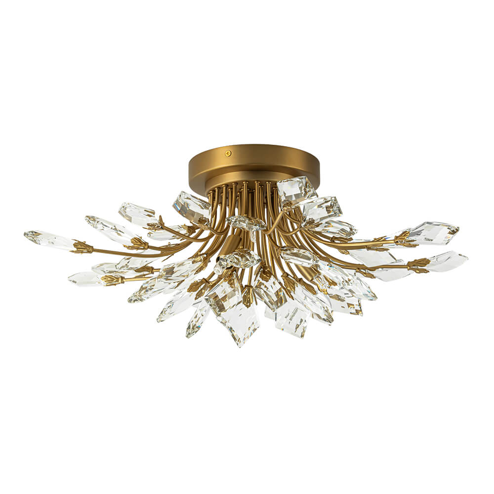 4-Light Crystal Leaf Semi Flush Mount