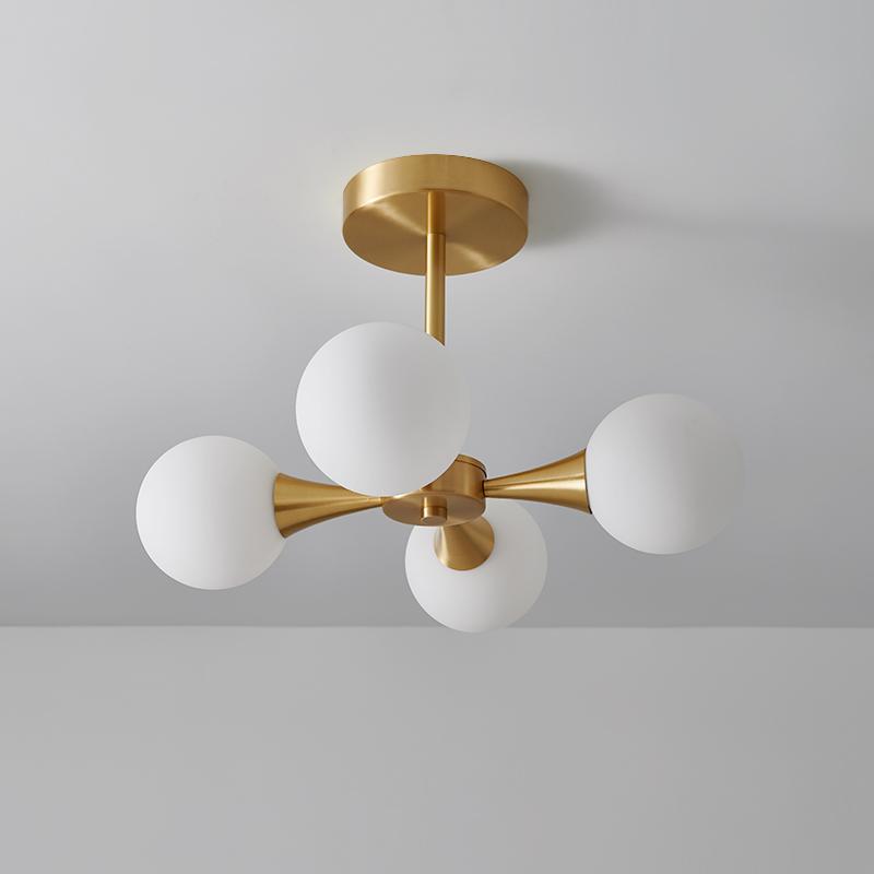 4-light Opal Globe Chandelier Ceiling Light