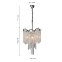 4-Light Silver Tassel Chandelier in Chrome