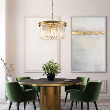 5-Light Round Crystal Gold Chandelier