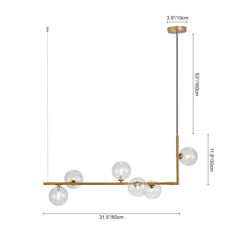 6-Light Glass Linear Bubble Chandelier