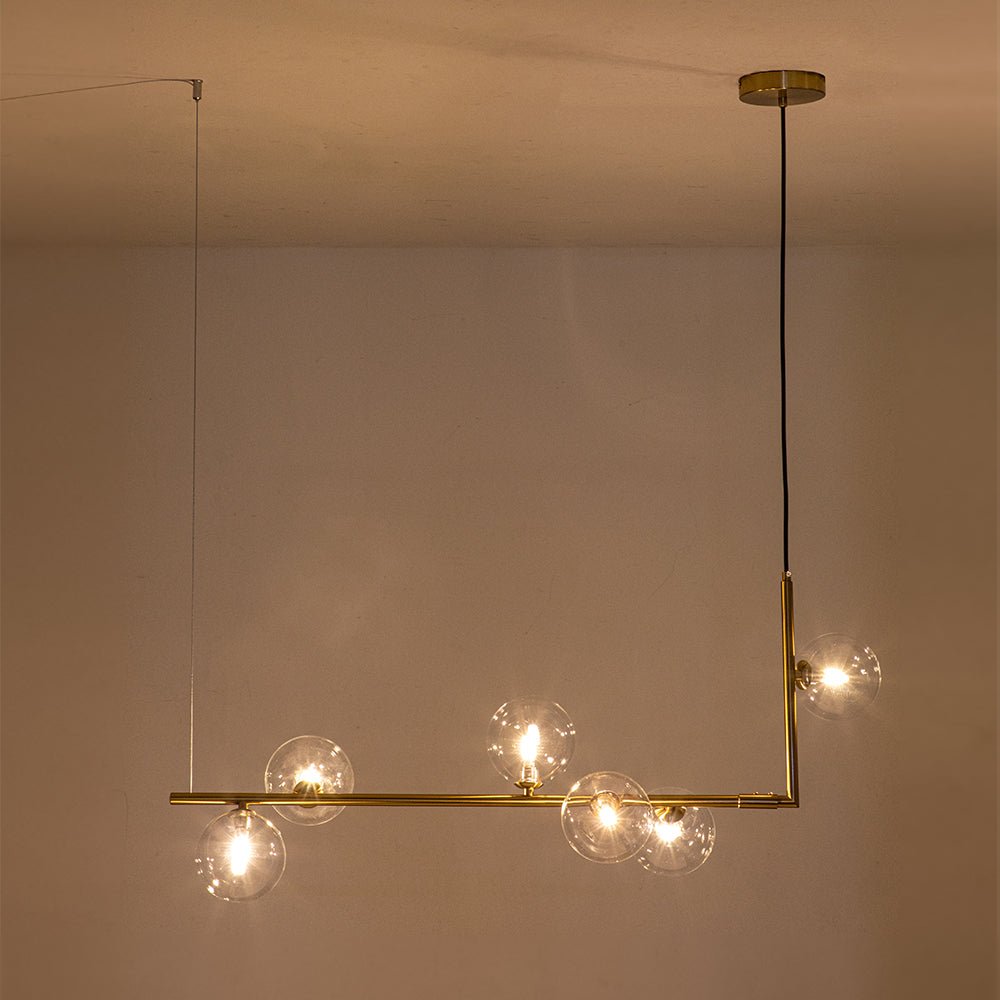 6-Light Glass Linear Bubble Chandelier