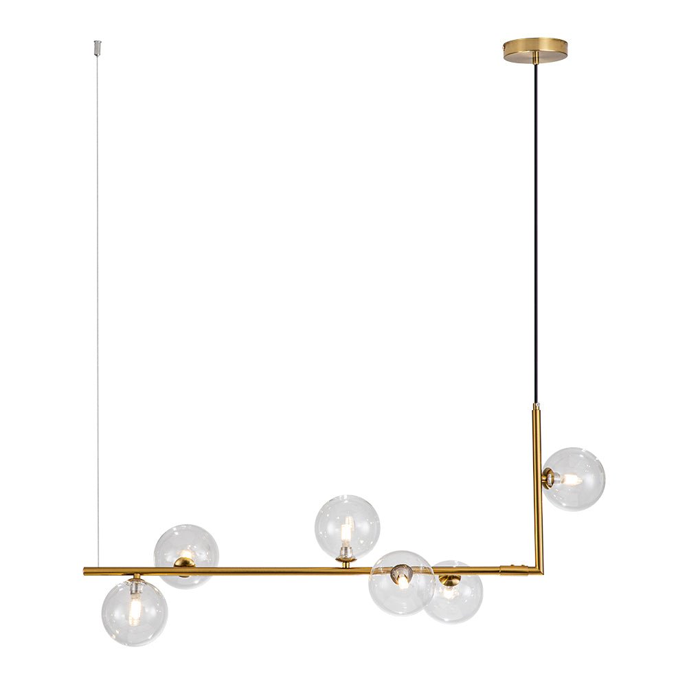 6-Light Glass Linear Bubble Chandelier