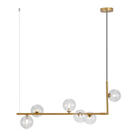 6-Light Glass Linear Bubble Chandelier